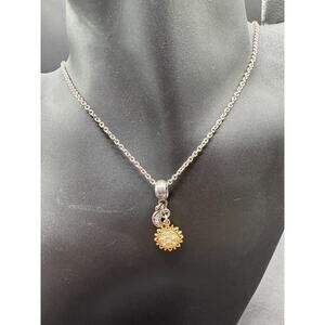 EE Signed Sterling Silver 925 Gold Tone Sun & Moon Crystal Pendant Necklace
